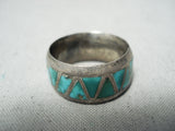Unforgettable Vintage Native American Navajo Turquoise Sterling Silver Eternity Band Ring Old-Nativo Arts