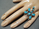 Charming Native American Navajo Sleeping Beauty Turquoise Sterling Silver Dragonfly Ring-Nativo Arts
