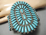 Native American Colossal Vintage Navajo Long Tears Turquoise Sterling Silver Bracelet-Nativo Arts