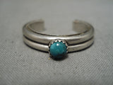 Rare Adjustable Sterling Silver Turquoise Vintage Native American Navajo Ring-Nativo Arts