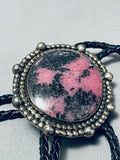 One Of The Most Unique Stone Vintage Native American Navajo Sterling Silver Bolo Tie-Nativo Arts