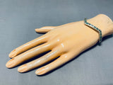 Awesome Vintage Native American Zuni Inlay Turquoise Sterling Silver Angled Bracelet-Nativo Arts