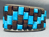 One Of The Best Vintage Native American Navajo Turquoise Ironwood Sterling Silver Inlay Bracelet-Nativo Arts