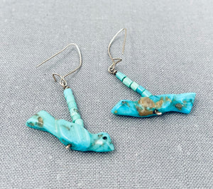 Whimsical Vintage Native American Zuni Turquoise Sterling Silver Bird Earrings-Nativo Arts