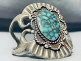 Heavy 89 Ngram Vintage Native American Navajo Green Spiderweb Turquoise Sterling Silver Bracelet-Nativo Arts