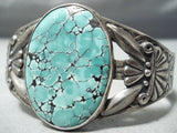 Early Vintage Native American Navajo Green Spiderweb Turquoise Sterling Silver Bracelet Old-Nativo Arts