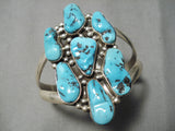 Huge Vintage Native American Navajo Turquoise Nugget Sterling Silver Bracelet Old-Nativo Arts