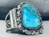 Towering Vintage Native American Navajo Blue Diamond Turquoise Sterling Silver Bracelet-Nativo Arts