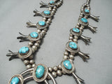 Exceptional Vintage Native American Navajo Morenci Turquoise Sterling Silver Necklace Old-Nativo Arts