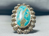 Fabulous Vintage Native American Navajo Kingman Turquoise Sterling Silver Ring-Nativo Arts