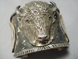 Colossal Navajo Sterling Silver Buffalo Bracelet Silver Dollar Native American-Nativo Arts
