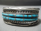 One Of The Best Vintage Native American Navajo Bisbee Turquoise Sterling Silver Bracelet Old-Nativo Arts