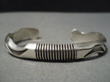 Detailed Thick Intricate Native American Navajo Sterling Silver Channel Bracelet-Nativo Arts