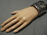 The Best Wide Vintage Native American Hopi Sidney Sekakuku Jr Sterling Silver Bracelet-Nativo Arts