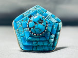 One Of The Most Intricate Ever Native American Navajo Turquoise Sterling Silver Ring-Nativo Arts