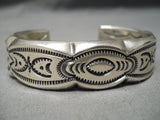 Heavy Advanced Silver Work Vintage Native American Navajo Detailed Sterling Bracelet-Nativo Arts