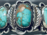 Quality Vintage Native American Navajo Royston Turquoise Sterling Silver Leaf Bracelet-Nativo Arts