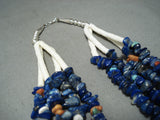 Native American Spectacular Santo Domingo Lapis Sterling Silver Necklace Old-Nativo Arts