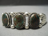 Superior Vintage Native American Navajo Natural Royston Turquoise Sterling Silver Bracelet Old-Nativo Arts