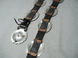 Hand Wrought Sterling Silver Vintage Native American Navajo Signed Concho Belt Old-Nativo Arts