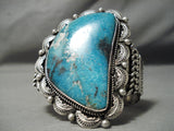 Colossal Navajo Blue Diamond Turquoise Sterling Silver Native American Bracelet-Nativo Arts