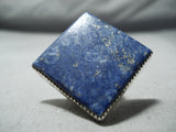 Huge San Felipe Lapis Square Sterling Silver Ring Native American-Nativo Arts