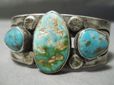 Opulent Vintage Native American Navajo Early Turquoise Sterling Silver Bracelet Old-Nativo Arts