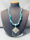 One Of The Most Unique Yazzie Native American Navajo Turquoise Sterling Silver Necklace-Nativo Arts