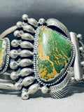 Native American Important Vintage Santo Domingo Green Turquoise Sterling Silver Bracelet-Nativo Arts