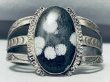 One Of The Best Vintage Native American Navajo Snowflake Obsidian Sterling Silver Bracelet-Nativo Arts