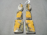 Best Native American Bumble Bee Jasper Sterling Silver Earrings Long-Nativo Arts