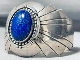 One Of The Best Vintage Native American Navajo Domed Lapis Sterling Silver Bracelet-Nativo Arts