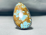 Mesmerizing San Felipe Signed 8 Turquoise Huge Sterling Silver Ring-Nativo Arts