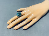 Fantastic Vintage Native American Zuni Blue Gem Turquoise Cluster Sterling Silver Ring-Nativo Arts