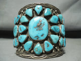 Museum Huge Vintage Native American Navajo Turquoise Sterling Silver Bracelet-Nativo Arts