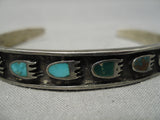 Intricate Vintage Native American Navajo Turquoise Paw Sterling Silver Bracelet Old-Nativo Arts