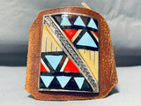 Native American One Of The Most Unique Vintage Zuni Turquoise Inlay Sterling Silver Bracelet-Nativo Arts