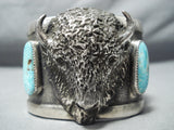 Incredible San Felipe Turquoise Sterling Silver Buffalo Bracelet-Nativo Arts