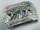 Pack Of Wolves Detailed Native American Navajo Sterling Silver Bracelet-Nativo Arts