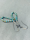Incredible Vintage Santo Domingo Blue Gem Turquoise Shell Silver Earrings-Nativo Arts