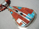 Native American Important Danial Coriz Santo Domingo Turquoise Sterling Silver Necklace-Nativo Arts