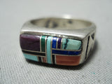Extreme Detail Vintage Zuni Native American Turquoise Sterling Silver Ring-Nativo Arts