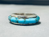 Unique Vintage Native American Navajo Turquoise & Spiny Oyster Eternity Band Ring-Nativo Arts