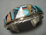 Museum Quality Vintage Native American Navajo Lander Blue Turquoise Sterling Silver Bracelet-Nativo Arts