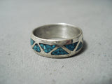 Marvelous Vintage Navajo Turquoise Sterling Silver Ring Native American Old-Nativo Arts