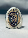 Signed Native American Navajo 14k Gold Sterling Silver Kokopelli Ring-Nativo Arts