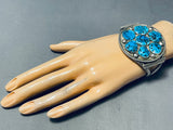 Chunky Turquoise Cluster Vintage Native American Navajo Sterling Silver Bracelet-Nativo Arts
