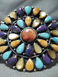 Colorful Native American Navajo Turquoise Charoite Sterling Silver Shell Bracelet-Nativo Arts
