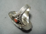 Native American One Of The Most Detailed Ever Turquoise Sterling Silver Coral Ring-Nativo Arts