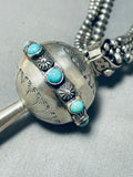One Of The Most Unique Native American Navajo Turquoise Sterling Silver Bulb Necklace-Nativo Arts